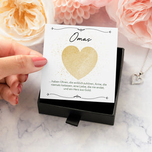 22Feels® Oma Geschenk Silber 925/000 Herz Halskette Karte Golden Frauen Schmuck Damen Collier Grossmutter Weihnachten Geburtstag Muttertag Grosseltern-Schmuck mit Botschaftskarte - Herz21-22Feels