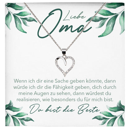 22Feels® Liebe Oma Geschenk Silber 925/000 Herz Halskette Karte Frauen Schmuck Damen Collier Grossmutter Weihnachten Geburtstag Muttertag Grosseltern-Schmuck mit Botschaftskarte - Herz21-22Feels