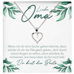 22Feels® Liebe Oma Geschenk Silber 925/000 Herz Halskette Karte Frauen Schmuck Damen Collier Grossmutter Weihnachten Geburtstag Muttertag Grosseltern-Schmuck mit Botschaftskarte - Herz21-22Feels