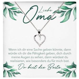 22Feels® Liebe Oma Geschenk Silber 925/000 Herz Halskette Karte Frauen Schmuck Damen Collier Grossmutter Weihnachten Geburtstag Muttertag Grosseltern-Schmuck mit Botschaftskarte - Herz21-22Feels