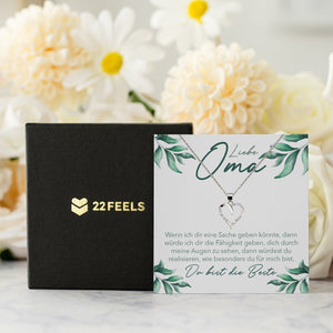 22Feels® Liebe Oma Geschenk Silber 925/000 Herz Halskette Karte Frauen Schmuck Damen Collier Grossmutter Weihnachten Geburtstag Muttertag Grosseltern-Schmuck mit Botschaftskarte - Herz21-22Feels