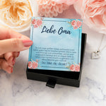 22Feels® Liebe Oma Geschenk Silber 925/000 Herz Halskette Karte Frauen Schmuck Damen Collier Grossmutter Weihnachten Geburtstag Muttertag Grosseltern-Schmuck mit Botschaftskarte - Herz21-22Feels