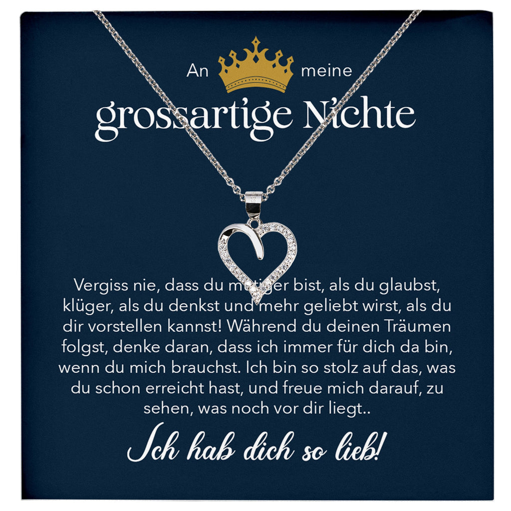 22Feels® Großartige Nichte Geschenk Silber 925/000 Herz Halskette mit Karte Mädchen Frauen Schmuck Geburtstag Weihnachten Firmung Konfirmation Ostern-Schmuck mit Botschaftskarte - Herz21-22Feels