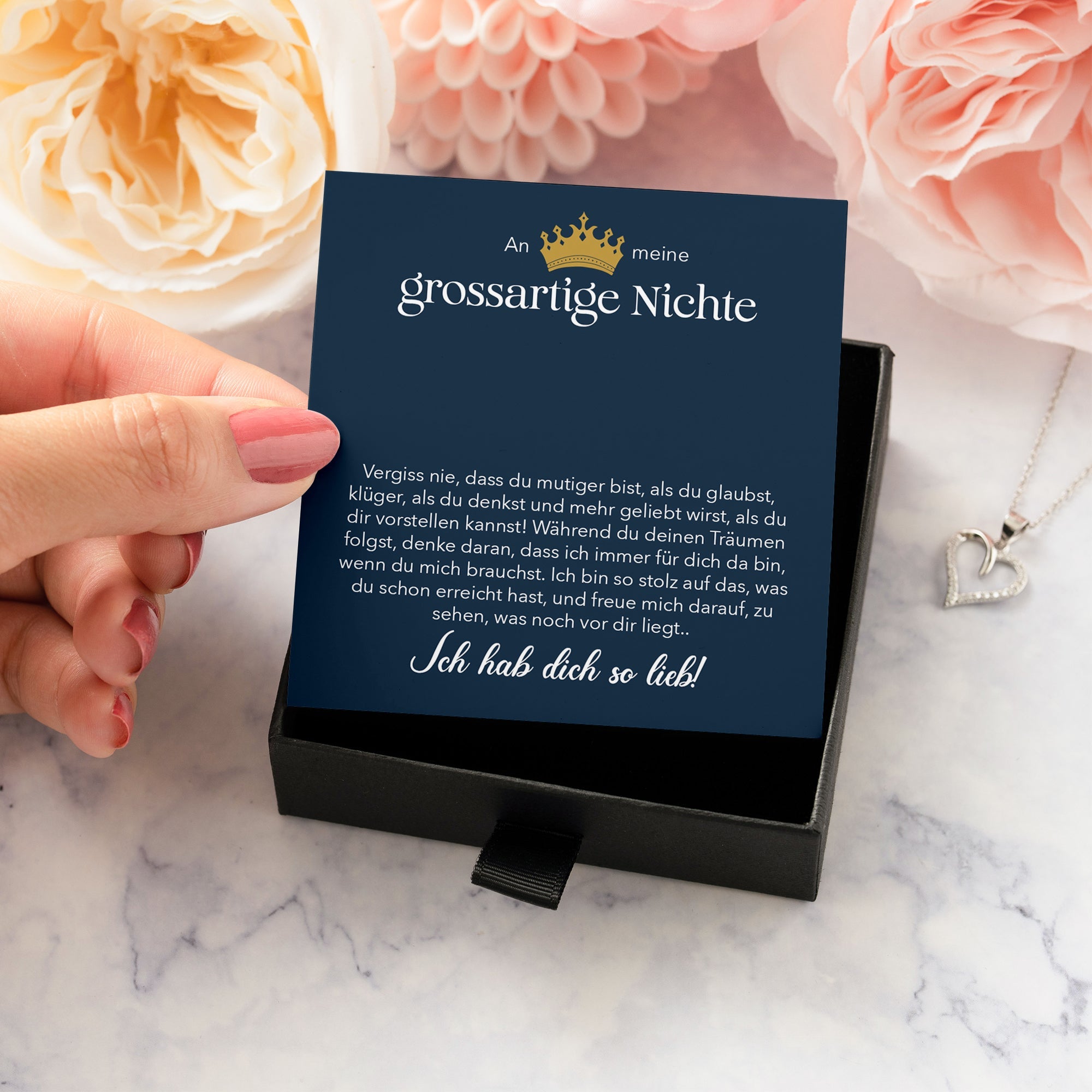 22Feels® Großartige Nichte Geschenk Silber 925/000 Herz Halskette mit Karte Mädchen Frauen Schmuck Geburtstag Weihnachten Firmung Konfirmation Ostern-Schmuck mit Botschaftskarte - Herz21-22Feels