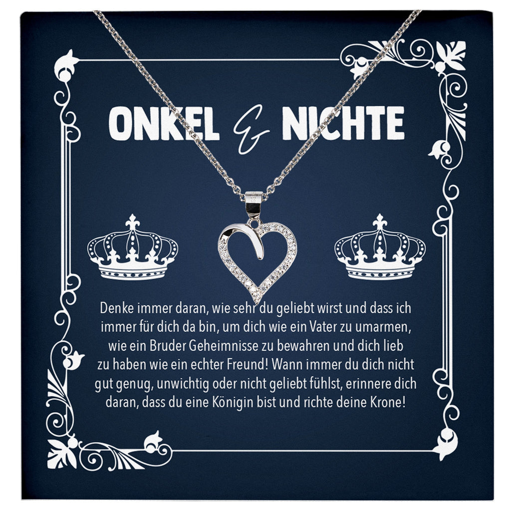 22Feels® Nichte Geschenk von Onkel Silber 925/000 Herz Halskette mit Karte Mädchen Frauen Schmuck Geburtstag Weihnachten Firmung Konfirmation Ostern-Schmuck mit Botschaftskarte - Herz21-22Feels