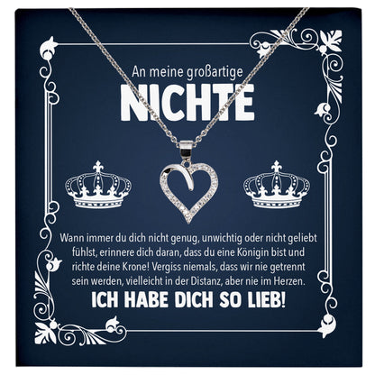 22Feels® Großartige Nichte Geschenk Silber 925/000 Herz Halskette mit Karte Mädchen Frauen Schmuck Geburtstag Weihnachten Firmung Konfirmation Ostern-Schmuck mit Botschaftskarte - Herz21-22Feels