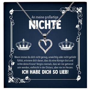 22Feels® Großartige Nichte Geschenk Silber 925/000 Herz Halskette mit Karte Mädchen Frauen Schmuck Geburtstag Weihnachten Firmung Konfirmation Ostern-Schmuck mit Botschaftskarte - Herz21-22Feels