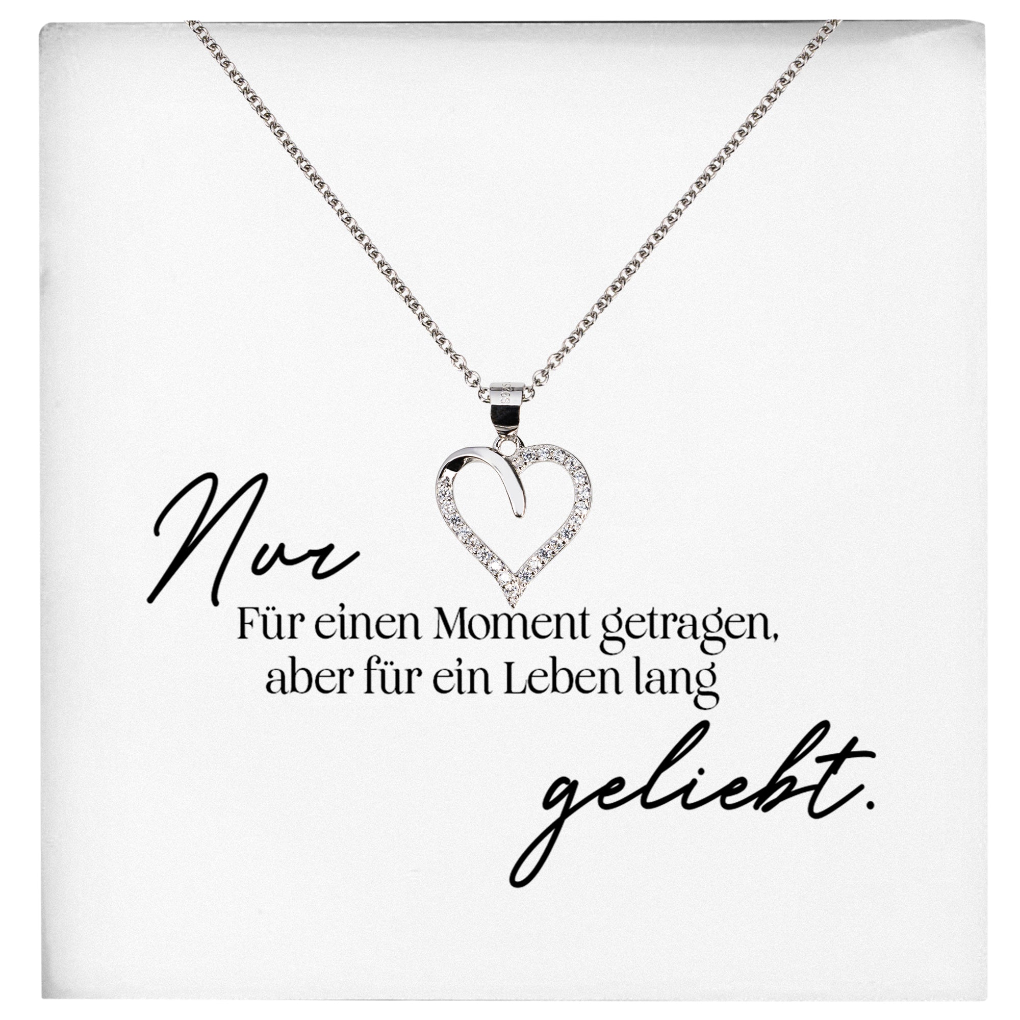 22Feels® Fehlgeburt Erinnerung Trauer-Schmuck Silber 925/000 Herz Halskette Frauen Schmuck Kondolenzgeschenk "Nur Für Einen Moment" Damen Collier-Schmuck mit Botschaftskarte - Herz21-22Feels