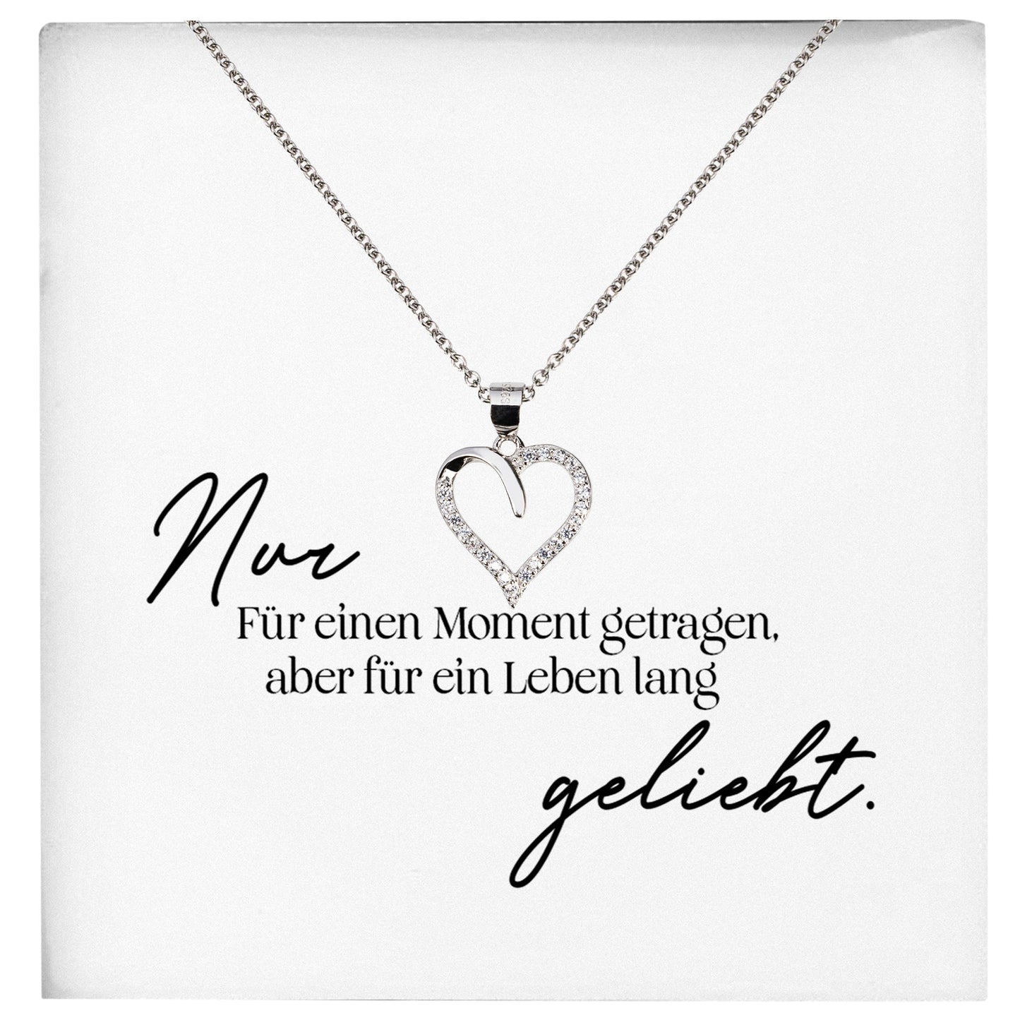 22Feels® Fehlgeburt Erinnerung Trauer-Schmuck Silber 925/000 Herz Halskette Frauen Schmuck Kondolenzgeschenk "Nur Für Einen Moment" Damen Collier-Schmuck mit Botschaftskarte - Herz21-22Feels