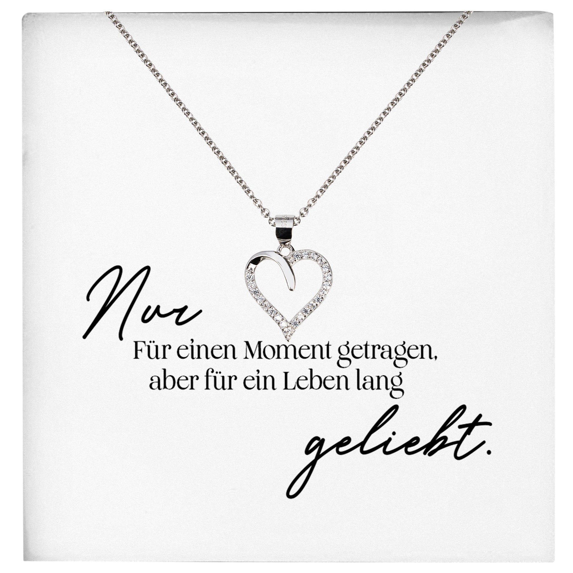 22Feels® Fehlgeburt Erinnerung Trauer-Schmuck Silber 925/000 Herz Halskette Frauen Schmuck Kondolenzgeschenk "Nur Für Einen Moment" Damen Collier-Schmuck mit Botschaftskarte - Herz21-22Feels