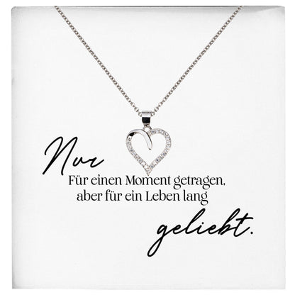 22Feels® Fehlgeburt Erinnerung Trauer-Schmuck Silber 925/000 Herz Halskette Frauen Schmuck Kondolenzgeschenk "Nur Für Einen Moment" Damen Collier-Schmuck mit Botschaftskarte - Herz21-22Feels