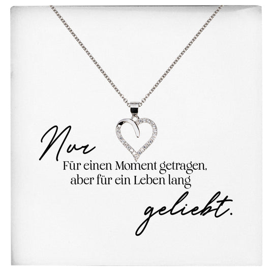 22Feels® Fehlgeburt Erinnerung Trauer-Schmuck Silber 925/000 Herz Halskette Frauen Schmuck Kondolenzgeschenk "Nur Für Einen Moment" Damen Collier-Schmuck mit Botschaftskarte - Herz21-22Feels