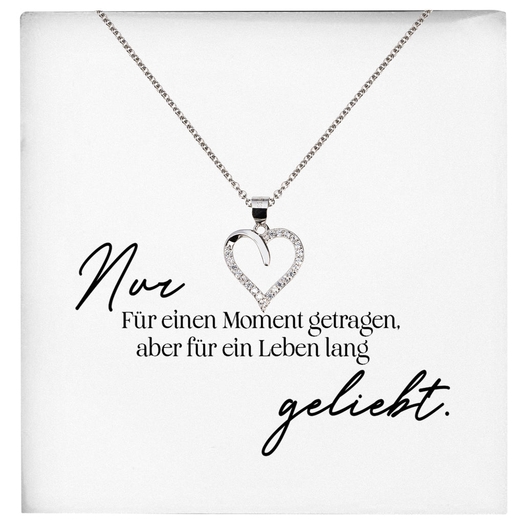 22Feels® Fehlgeburt Erinnerung Trauer-Schmuck Silber 925/000 Herz Halskette Frauen Schmuck Kondolenzgeschenk "Nur Für Einen Moment" Damen Collier-Schmuck mit Botschaftskarte - Herz21-22Feels