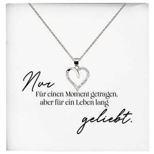 22Feels® Fehlgeburt Erinnerung Trauer-Schmuck Silber 925/000 Herz Halskette Frauen Schmuck Kondolenzgeschenk "Nur Für Einen Moment" Damen Collier-Schmuck mit Botschaftskarte - Herz21-22Feels