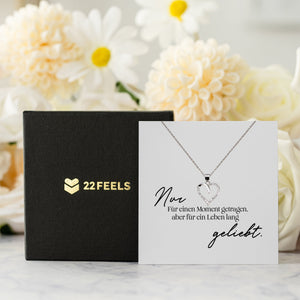 22Feels® Fehlgeburt Erinnerung Trauer-Schmuck Silber 925/000 Herz Halskette Frauen Schmuck Kondolenzgeschenk "Nur Für Einen Moment" Damen Collier-Schmuck mit Botschaftskarte - Herz21-22Feels