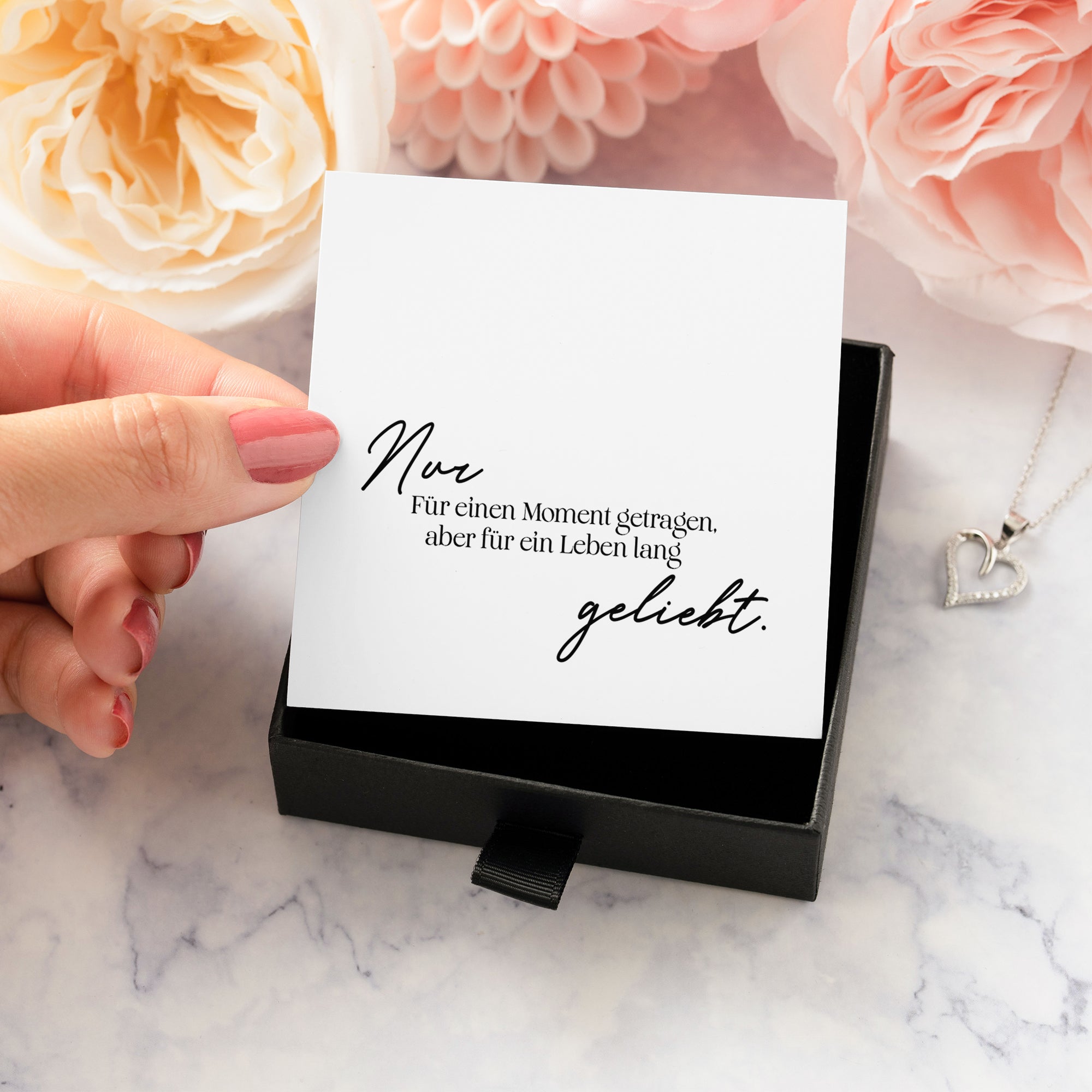 22Feels® Fehlgeburt Erinnerung Trauer-Schmuck Silber 925/000 Herz Halskette Frauen Schmuck Kondolenzgeschenk "Nur Für Einen Moment" Damen Collier-Schmuck mit Botschaftskarte - Herz21-22Feels