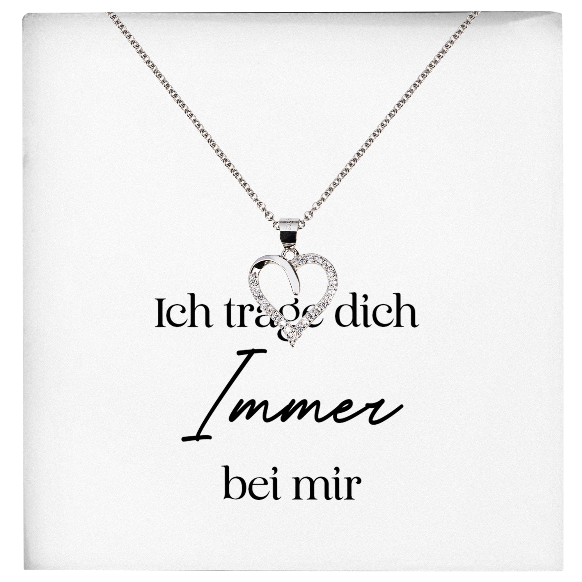 22Feels® Fehlgeburt Erinnerung Trauer-Schmuck Silber 925/000 Herz Halskette Frauen Schmuck Kondolenzgeschenk "Ich Trage Dich Immer" Damen Collier-Schmuck mit Botschaftskarte - Herz21-22Feels