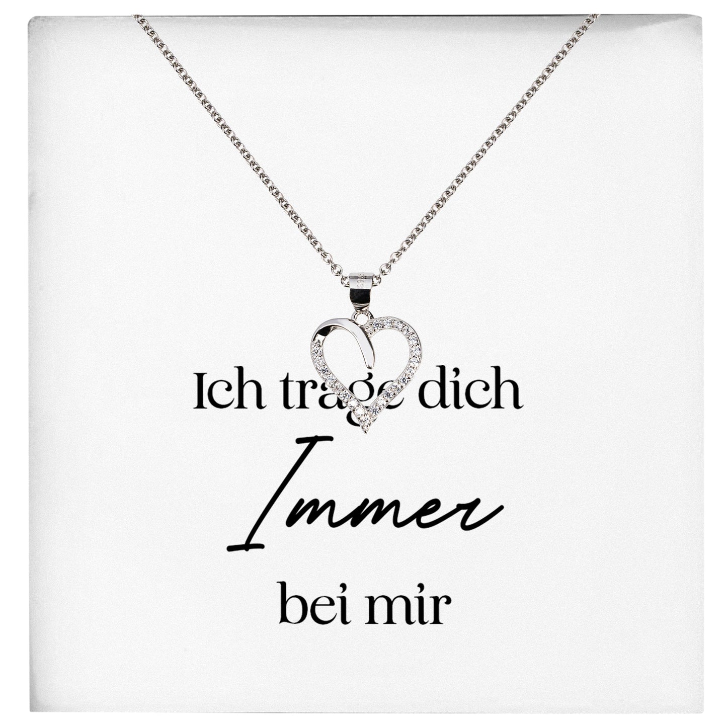 22Feels® Fehlgeburt Erinnerung Trauer-Schmuck Silber 925/000 Herz Halskette Frauen Schmuck Kondolenzgeschenk "Ich Trage Dich Immer" Damen Collier-Schmuck mit Botschaftskarte - Herz21-22Feels