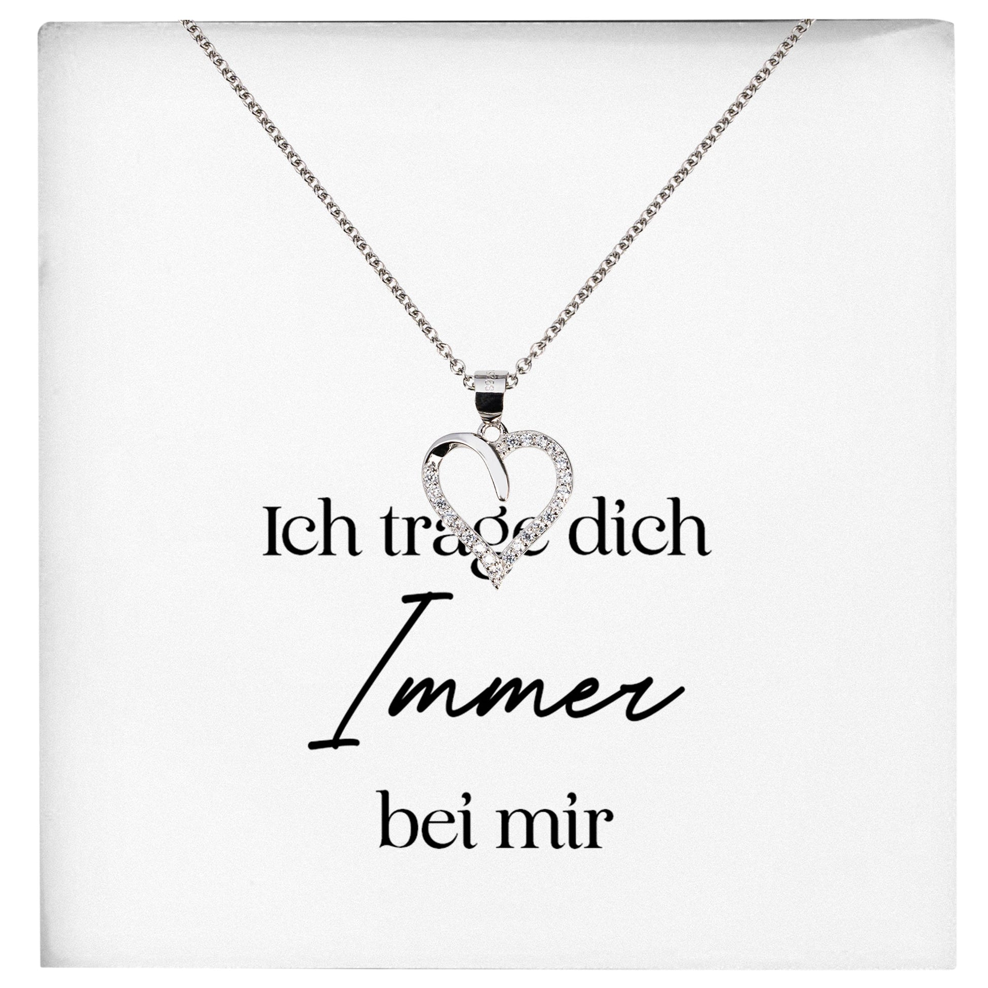 22Feels® Fehlgeburt Erinnerung Trauer-Schmuck Silber 925/000 Herz Halskette Frauen Schmuck Kondolenzgeschenk "Ich Trage Dich Immer" Damen Collier-Schmuck mit Botschaftskarte - Herz21-22Feels