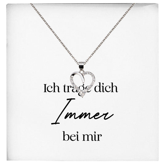 22Feels® Fehlgeburt Erinnerung Trauer-Schmuck Silber 925/000 Herz Halskette Frauen Schmuck Kondolenzgeschenk "Ich Trage Dich Immer" Damen Collier-Schmuck mit Botschaftskarte - Herz21-22Feels
