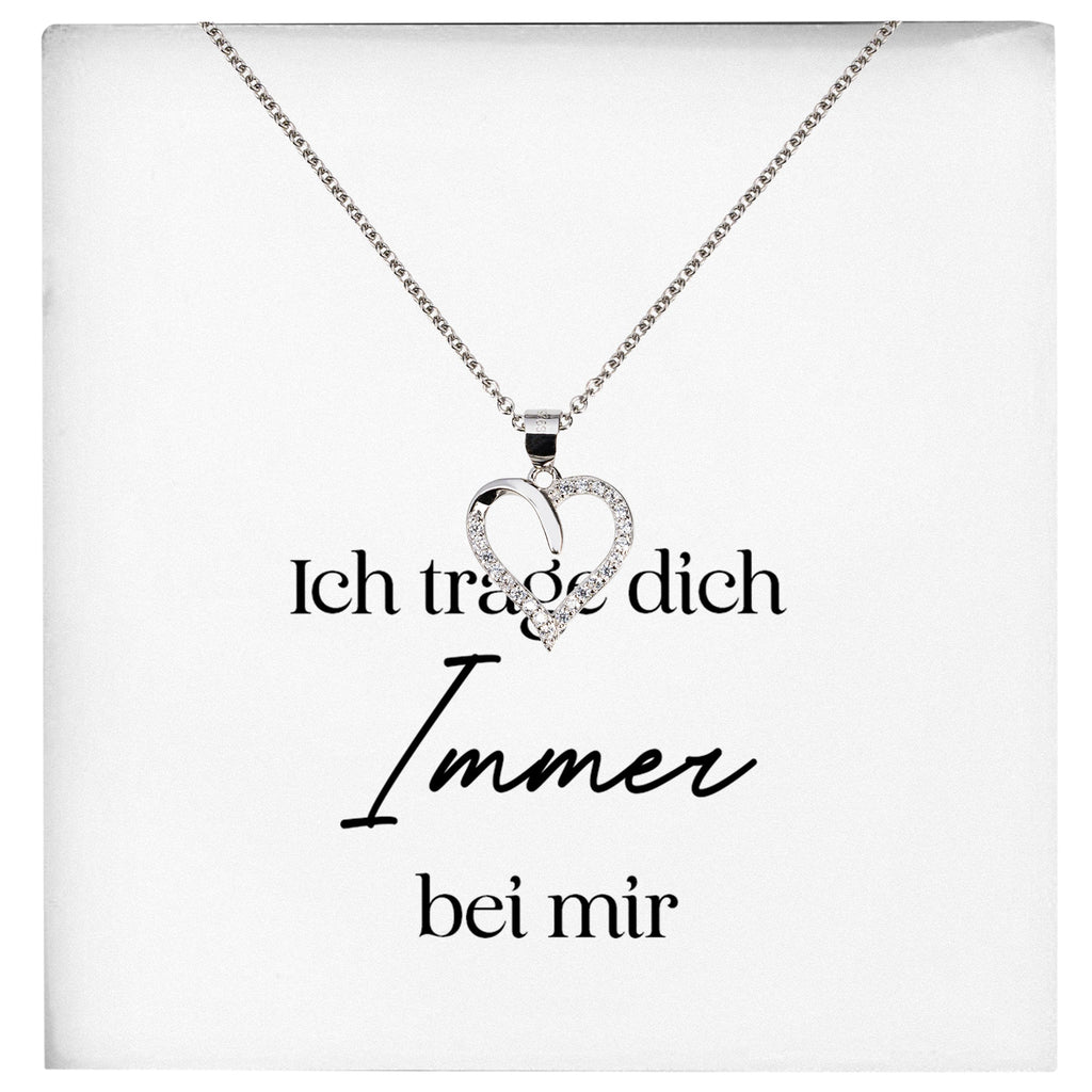 22Feels® Fehlgeburt Erinnerung Trauer-Schmuck Silber 925/000 Herz Halskette Frauen Schmuck Kondolenzgeschenk "Ich Trage Dich Immer" Damen Collier-Schmuck mit Botschaftskarte - Herz21-22Feels