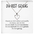 22Feels® Selbstliebe Du Bist Genug Karte Frauen Geschenk Silber 925/000 Schmuck Mädchen Motivation Mental Health Selbstwert Herz Halskette Karte Collier-Schmuck mit Botschaftskarte - Herz21-22Feels
