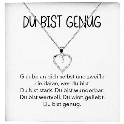 22Feels® Selbstliebe Du Bist Genug Karte Frauen Geschenk Silber 925/000 Schmuck Mädchen Motivation Mental Health Selbstwert Herz Halskette Karte Collier-Schmuck mit Botschaftskarte - Herz21-22Feels