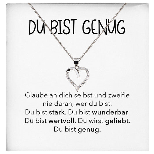 22Feels® Selbstliebe Du Bist Genug Karte Frauen Geschenk Silber 925/000 Schmuck Mädchen Motivation Mental Health Selbstwert Herz Halskette Karte Collier-Schmuck mit Botschaftskarte - Herz21-22Feels