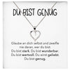 22Feels® Selbstliebe Du Bist Genug Karte Frauen Geschenk Silber 925/000 Schmuck Mädchen Motivation Mental Health Selbstwert Herz Halskette Karte Collier-Schmuck mit Botschaftskarte - Herz21-22Feels