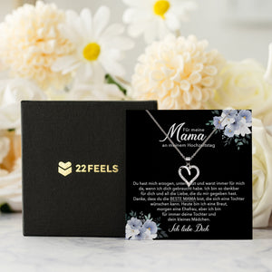 22Feels® Brautmutter Geschenk von Braut Silber 925/000 Herz Halskette Karte Frauen Schmuck Hochzeit Meine Mutter Damen Collier mit 23 Steinen-Schmuck mit Botschaftskarte - Herz21-22Feels