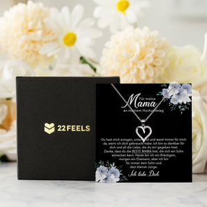 22Feels® Mutter des Bräutigams Geschenk von Sohn Silber 925/000 Herz Halskette Karte Frauen Schmuck Hochzeit Meine Mama Damen Collier 23 Steinen-Schmuck mit Botschaftskarte - Herz21-22Feels