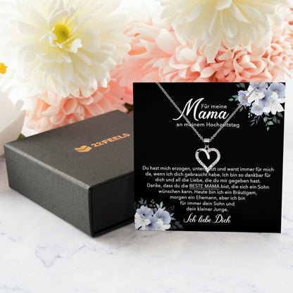 22Feels® Mutter des Bräutigams Geschenk von Sohn Silber 925/000 Herz Halskette Karte Frauen Schmuck Hochzeit Meine Mama Damen Collier 23 Steinen-Schmuck mit Botschaftskarte - Herz21-22Feels