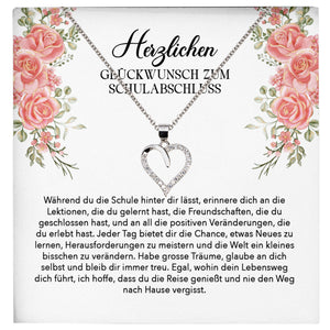 22Feels® Schulabschluss Geschenk Mädchen Silber 925 Herz Halskette mit Karte Abiturientin Glückwunsch Frauen Schmuck Realschule Gymnasium-Schmuck mit Botschaftskarte - Herz21-22Feels