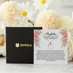 22Feels® Schulabschluss Geschenk Mädchen Silber 925 Herz Halskette mit Karte Abiturientin Glückwunsch Frauen Schmuck Realschule Gymnasium-Schmuck mit Botschaftskarte - Herz21-22Feels