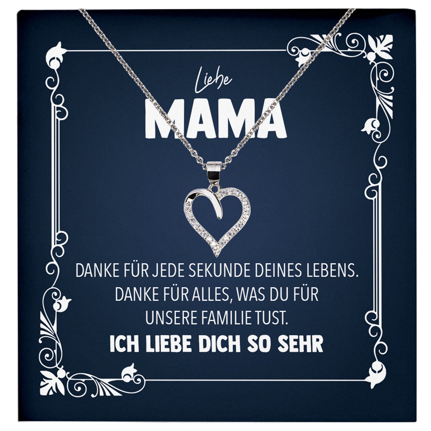 22Feels® Liebe Mama Geschenk Silber 925/000 Herz Halskette Muttertag Valentinstag Frauen Schmuck Karte Mutter Geburtstag Weihnachten Damen Collier Eltern-Schmuck mit Botschaftskarte - Herz21-22Feels