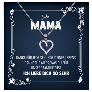 22Feels® Liebe Mama Geschenk Silber 925/000 Herz Halskette Muttertag Valentinstag Frauen Schmuck Karte Mutter Geburtstag Weihnachten Damen Collier Eltern-Schmuck mit Botschaftskarte - Herz21-22Feels