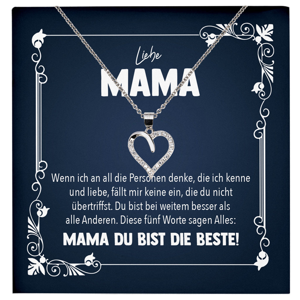 22Feels® Liebe Mama Geschenk Silber 925/000 Herz Halskette Muttertag Valentinstag Frauen Schmuck Karte Mutter Geburtstag Weihnachten Damen Collier Eltern-Schmuck mit Botschaftskarte - Herz21-22Feels