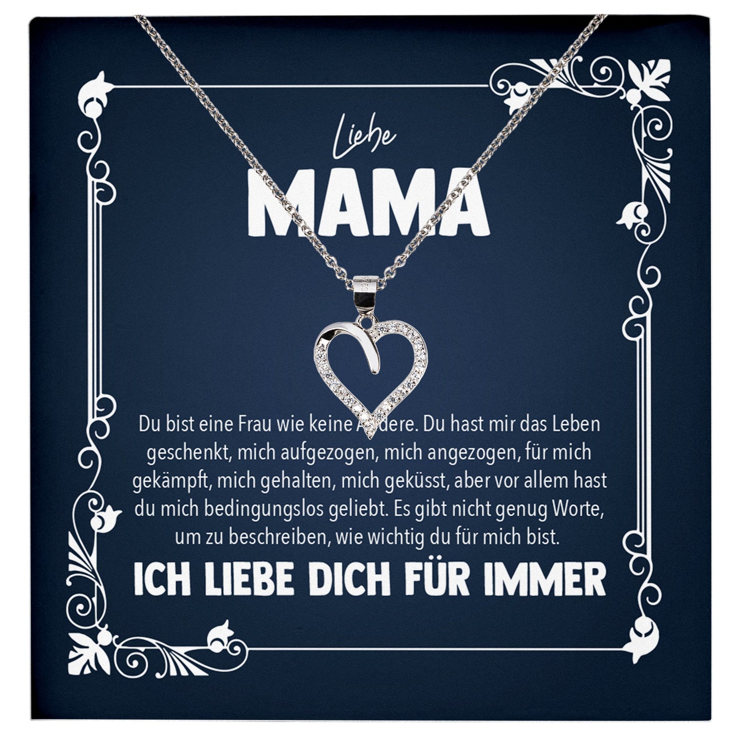 22Feels® Liebe Mama Geschenk Silber 925/000 Herz Halskette Muttertag Valentinstag Frauen Schmuck Karte Mutter Geburtstag Weihnachten Damen Collier Eltern-Schmuck mit Botschaftskarte - Herz21-22Feels