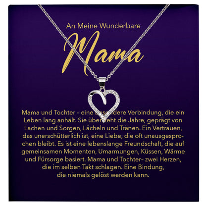 22Feels® Mama Geschenk von Tochter Silber 925/000 Herz Halskette Muttertag Frauen Schmuck mit Karte Mutter Geburtstag Weihnachten Damen Collier-Schmuck mit Botschaftskarte - Herz21-22Feels