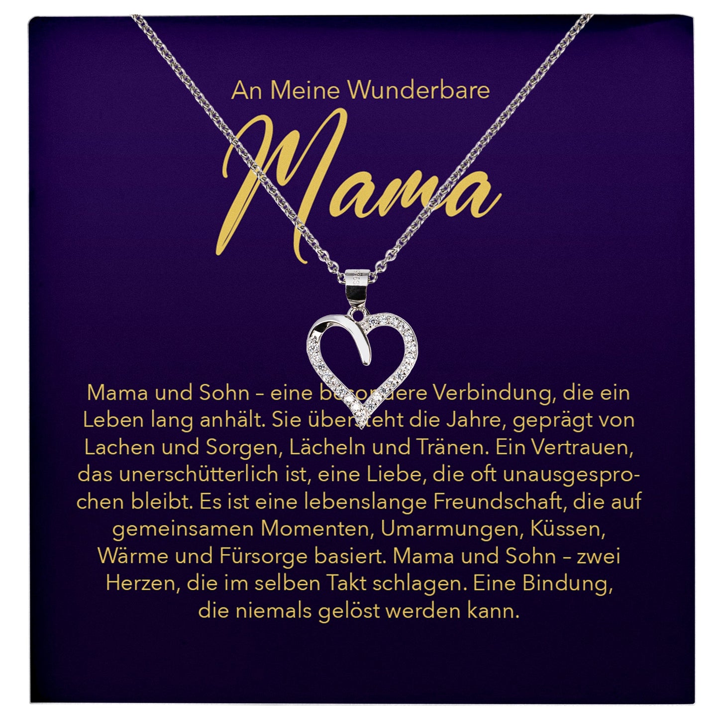 22Feels® Mama Geschenk von Sohn Silber 925/000 Herz Halskette Muttertag Frauen Schmuck mit Karte Mutter Geburtstag Weihnachten Damen Collier-Schmuck mit Botschaftskarte - Herz21-22Feels