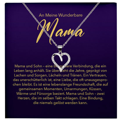 22Feels® Mama Geschenk von Sohn Silber 925/000 Herz Halskette Muttertag Frauen Schmuck mit Karte Mutter Geburtstag Weihnachten Damen Collier-Schmuck mit Botschaftskarte - Herz21-22Feels