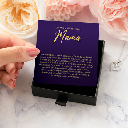 22Feels® Mama Geschenk von Sohn Silber 925/000 Herz Halskette Muttertag Frauen Schmuck mit Karte Mutter Geburtstag Weihnachten Damen Collier-Schmuck mit Botschaftskarte - Herz21-22Feels