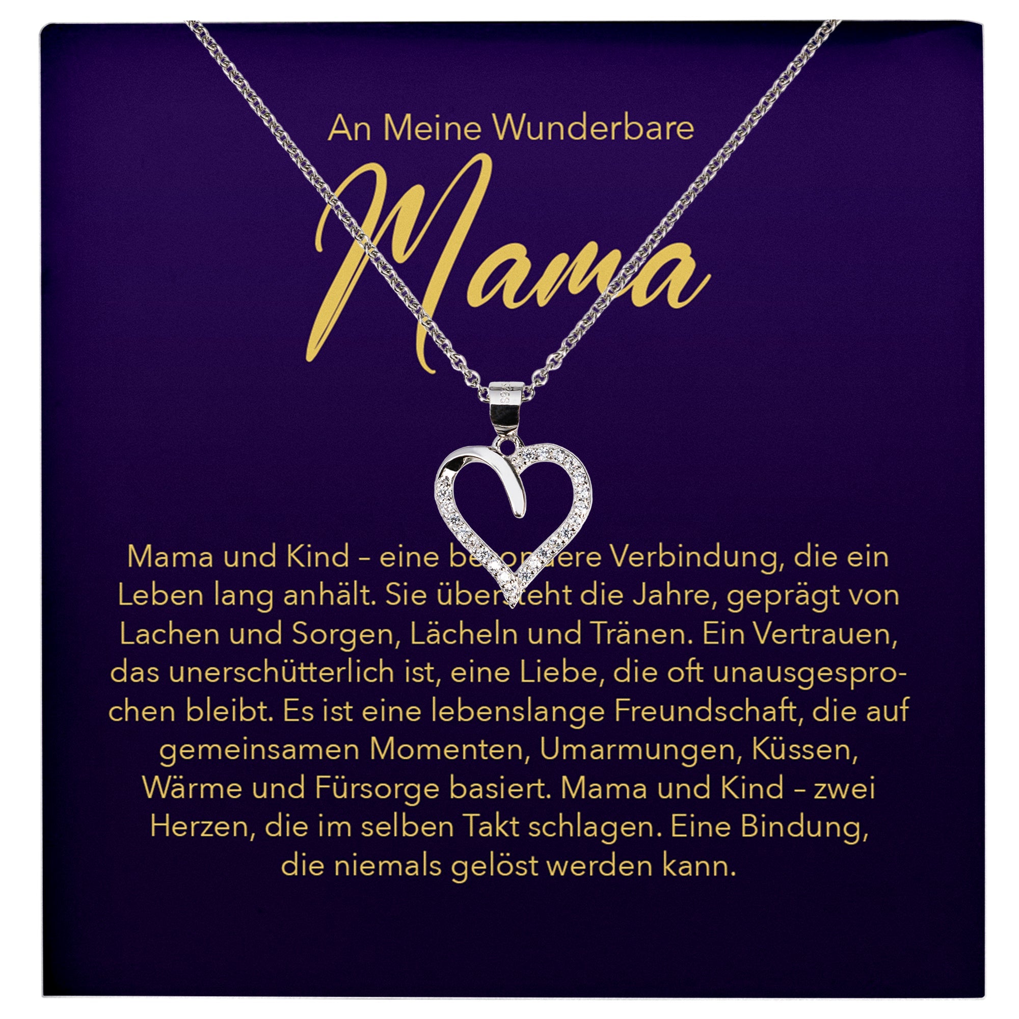 22Feels® Liebe Mama Geschenk Silber 925/000 Herz Halskette Muttertag Valentinstag Frauen Schmuck Karte Mutter Geburtstag Weihnachten Damen Collier Eltern-Schmuck mit Botschaftskarte - Herz21-22Feels