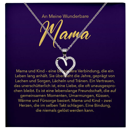 22Feels® Liebe Mama Geschenk Silber 925/000 Herz Halskette Muttertag Valentinstag Frauen Schmuck Karte Mutter Geburtstag Weihnachten Damen Collier Eltern-Schmuck mit Botschaftskarte - Herz21-22Feels