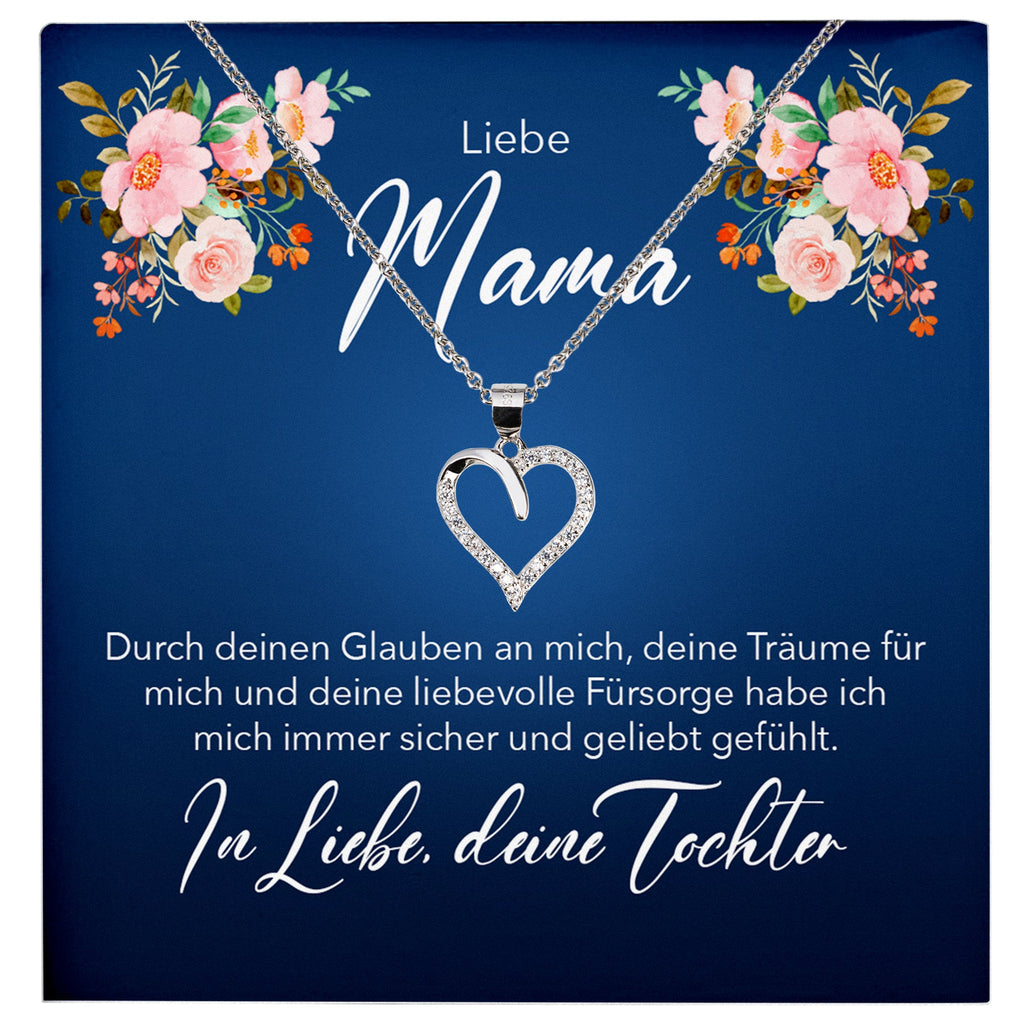 22Feels® Mama Geschenk von Tochter Silber 925/000 Herz Halskette Muttertag Frauen Schmuck mit Karte Mutter Geburtstag Weihnachten Damen Collier-Schmuck mit Botschaftskarte - Herz21-22Feels