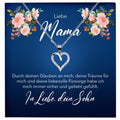 22Feels® Mama Geschenk von Sohn Silber 925/000 Herz Halskette Muttertag Frauen Schmuck mit Karte Mutter Geburtstag Weihnachten Damen Collier-Schmuck mit Botschaftskarte - Herz21-22Feels