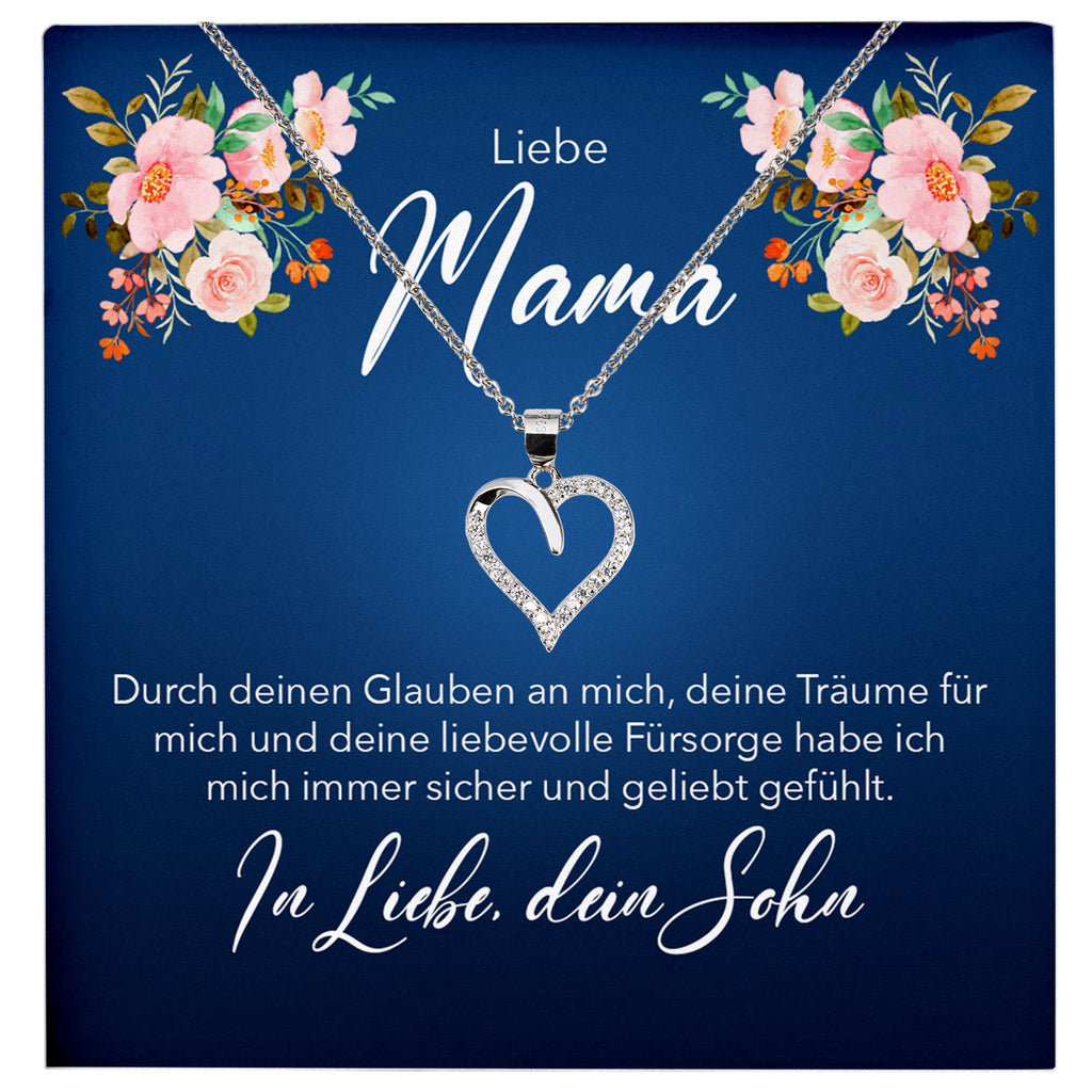 22Feels® Mama Geschenk von Sohn Silber 925/000 Herz Halskette Muttertag Frauen Schmuck mit Karte Mutter Geburtstag Weihnachten Damen Collier-Schmuck mit Botschaftskarte - Herz21-22Feels