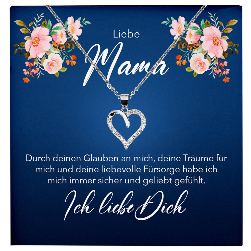 22Feels® Liebe Mama Geschenk Silber 925/000 Herz Halskette Muttertag Valentinstag Frauen Schmuck Karte Mutter Geburtstag Weihnachten Damen Collier Eltern-Schmuck mit Botschaftskarte - Herz21-22Feels