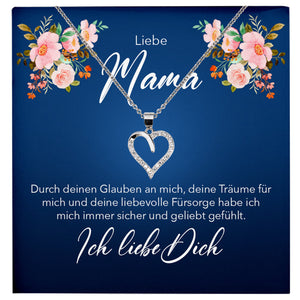 22Feels® Liebe Mama Geschenk Silber 925/000 Herz Halskette Muttertag Valentinstag Frauen Schmuck Karte Mutter Geburtstag Weihnachten Damen Collier Eltern-Schmuck mit Botschaftskarte - Herz21-22Feels