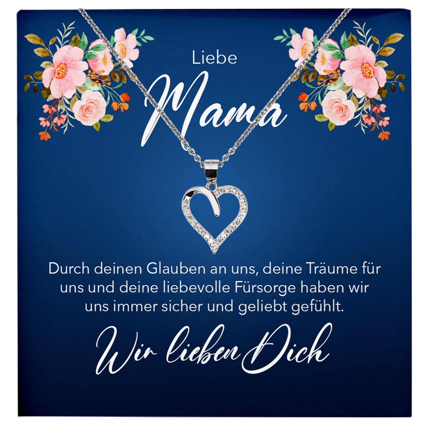 22Feels® Unsere Mama Geschenk Silber 925/000 Herz Halskette Muttertag Frauen Schmuck mit Karte Mutter Geburtstag Weihnachten Damen Collier Eltern-Schmuck mit Botschaftskarte - Herz21-22Feels